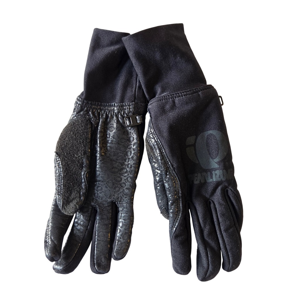 Pearl Izumi Mens Black Leather Palm Cycling Gloves Size Large 8706 Fleece Lined